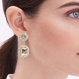 J. Crew Gold‎ Tone Crystal Drop Dangle Earrings Item BW082 New